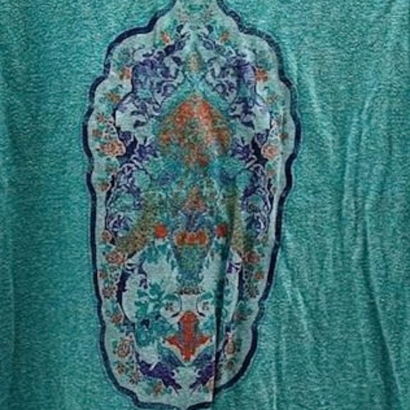 CLEARANCE SALE WEEKEND - LUCKY BRAND  Women's Hippie Boho Green T-Shirt XXL - Picture 5 of 5